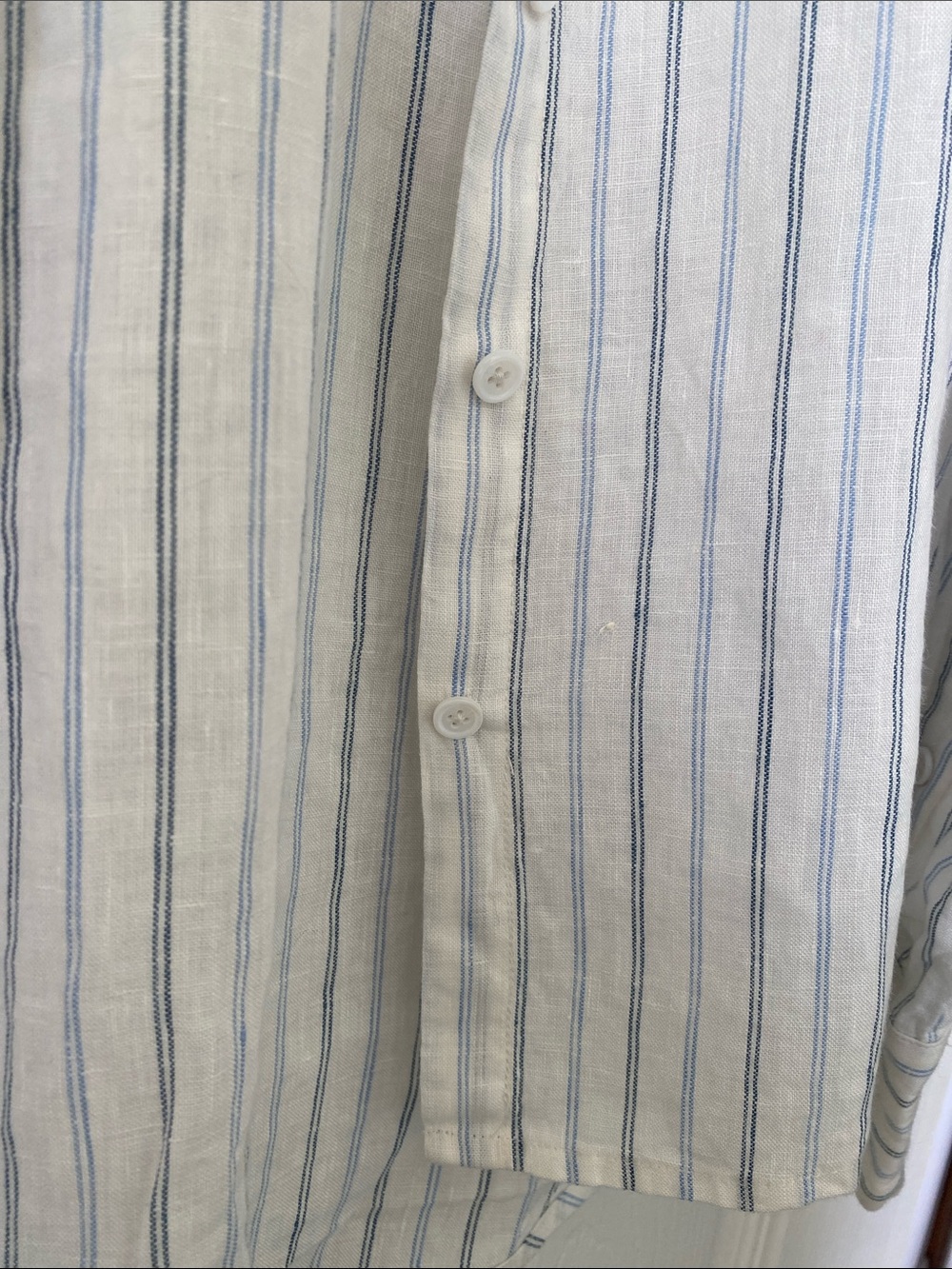 Reformation Preston Linen Shirt in Blue Jersey Stripe - Picture 5 of 11